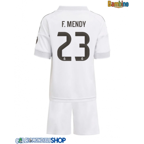 Maglie da calcio Real Madrid Ferland Mendy #23 Prima Maglia Bambino 2025-26 Manica Corta + Pantaloni corti)